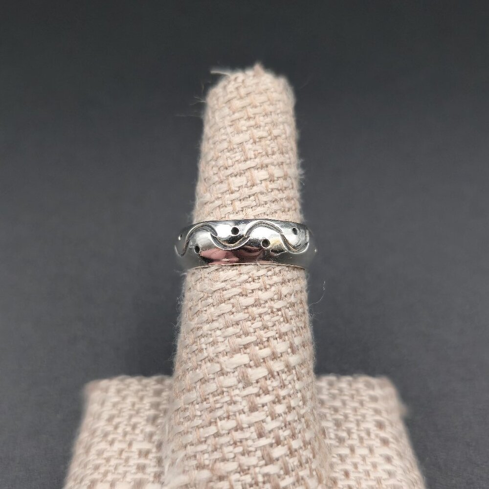 Size 6.25 Sterling Silver Thick Fun Pattern Band Ring A6789